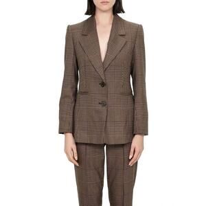 Veronika Maine Houndstooth Plaid Blazer in Brown Sugar Size 14